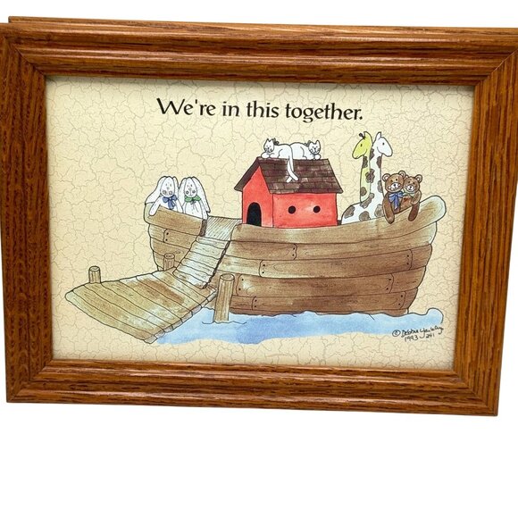 Noahs Ark Child Baby Room Art Prints In Oak Frames 6"x8" Set Of 2 1993 - 96 - Picture 2 of 13